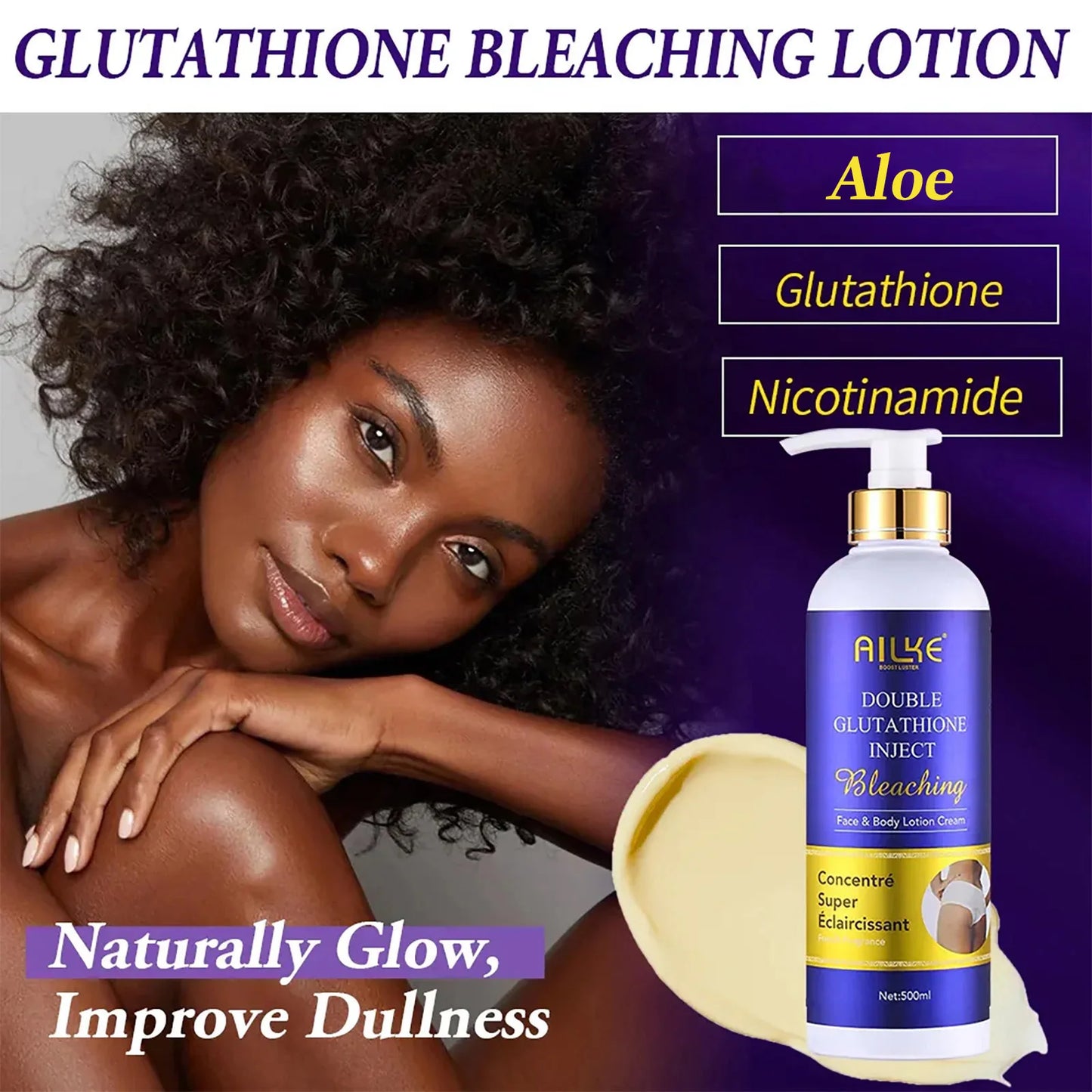 AILKE Glutathione 5in1 Women Skin Care Kit With Body Lotion Serum Dark Spot Cream Brightening Soap