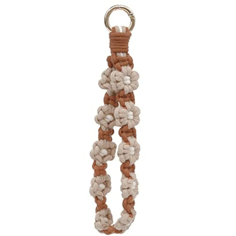 Boho Macrame Keychain Wristlet Exquisite Weave Handmade Lanyard Bracelet Women