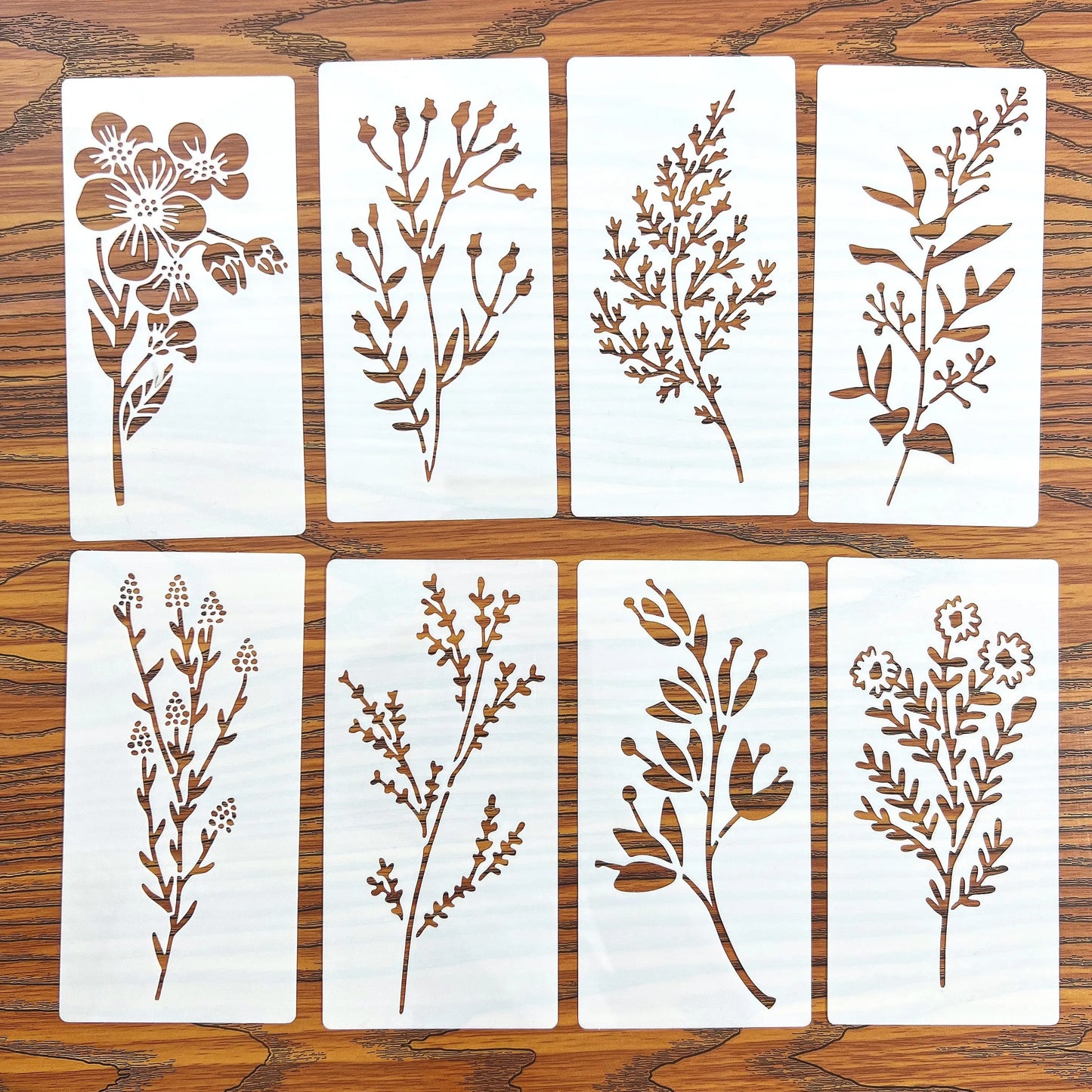 18Pcs Floral Painting Stencils Reusable Plastic Templates For Wood Paper