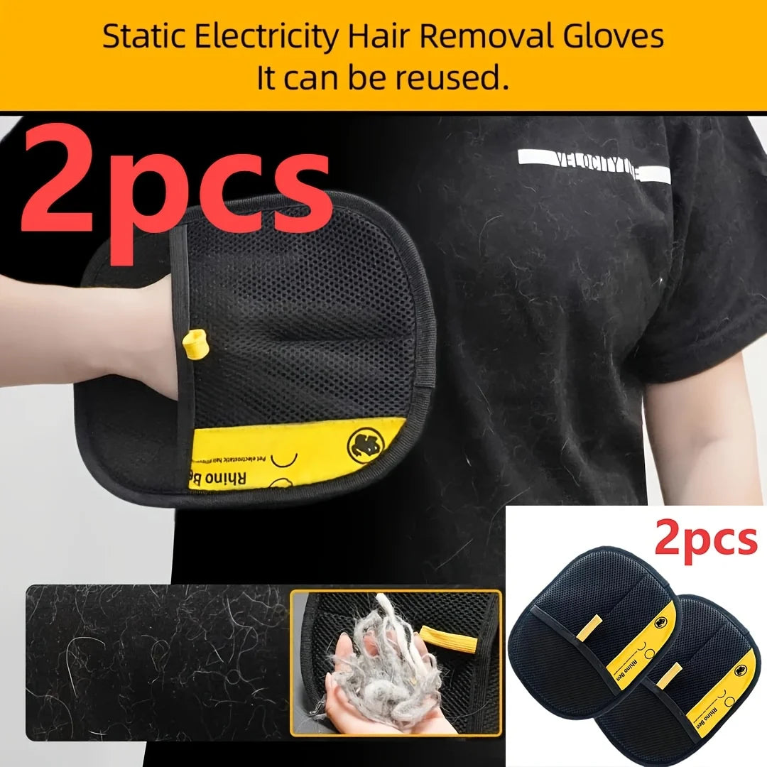 2 Piece Pet Hair Removal Gloves Double Sided Cat Grooming