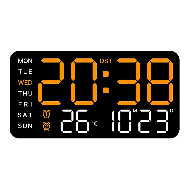 Digital Wall Clock With Temp Date Week Display Remote USB