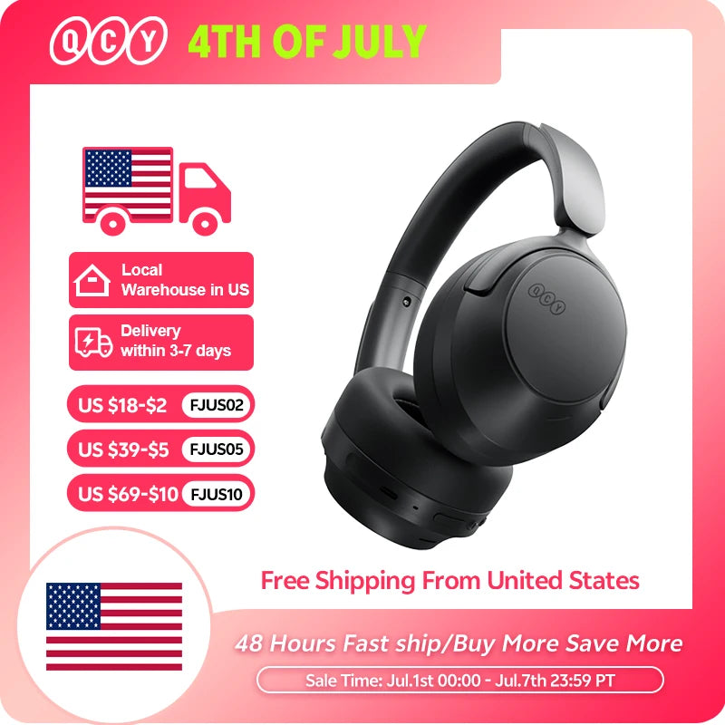 QCY H3S Over Ear Headphone HiRes LDAC Wireless ANC Earphone Bluetooth 6.0