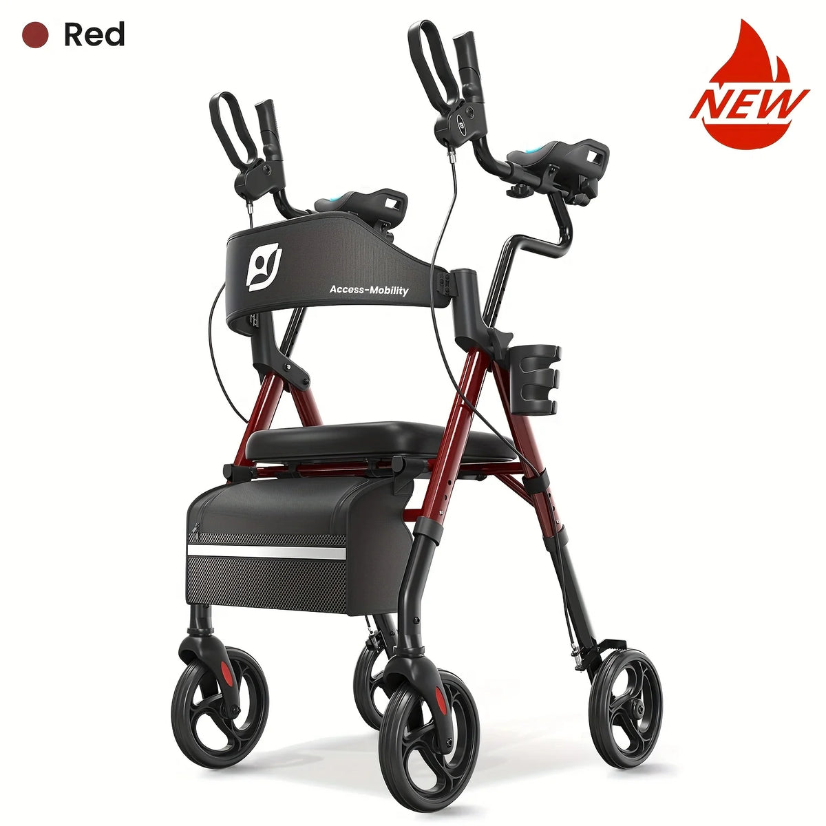 MAIDESITE Upright Rollator Walker With Padded Seat And Backrest