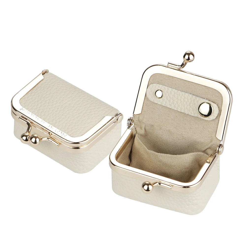 Royal Bagger Genuine Cow Leather Mini Coin Purse Kiss Lock