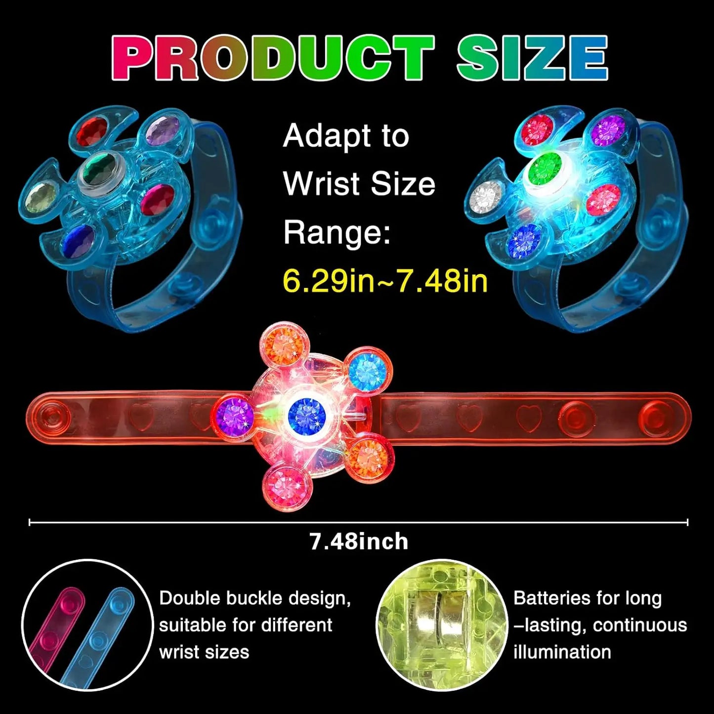 Glow LED Fidget Spinner Bracelets 14 Pack For Kids Parties
