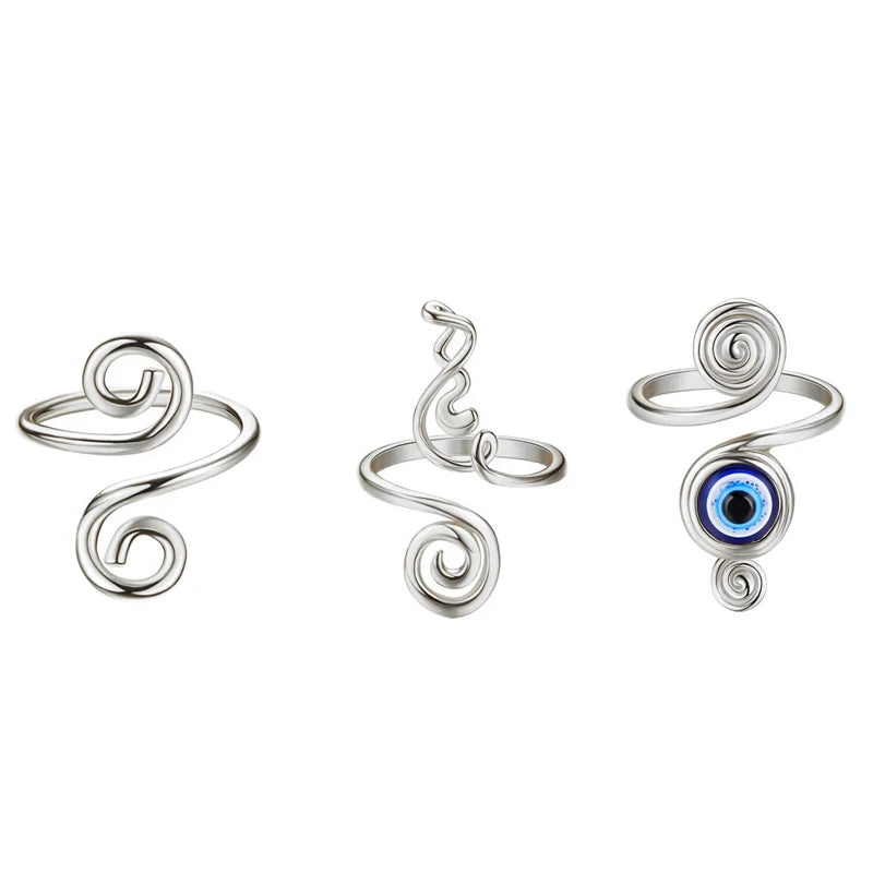 Three Piece Adjustable Toe Rings for Women Open Geometric Jewelry
