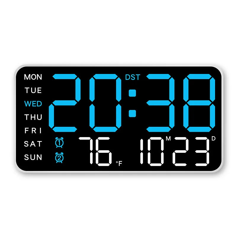 Digital Wall Clock With Temp Date Week Display Remote USB