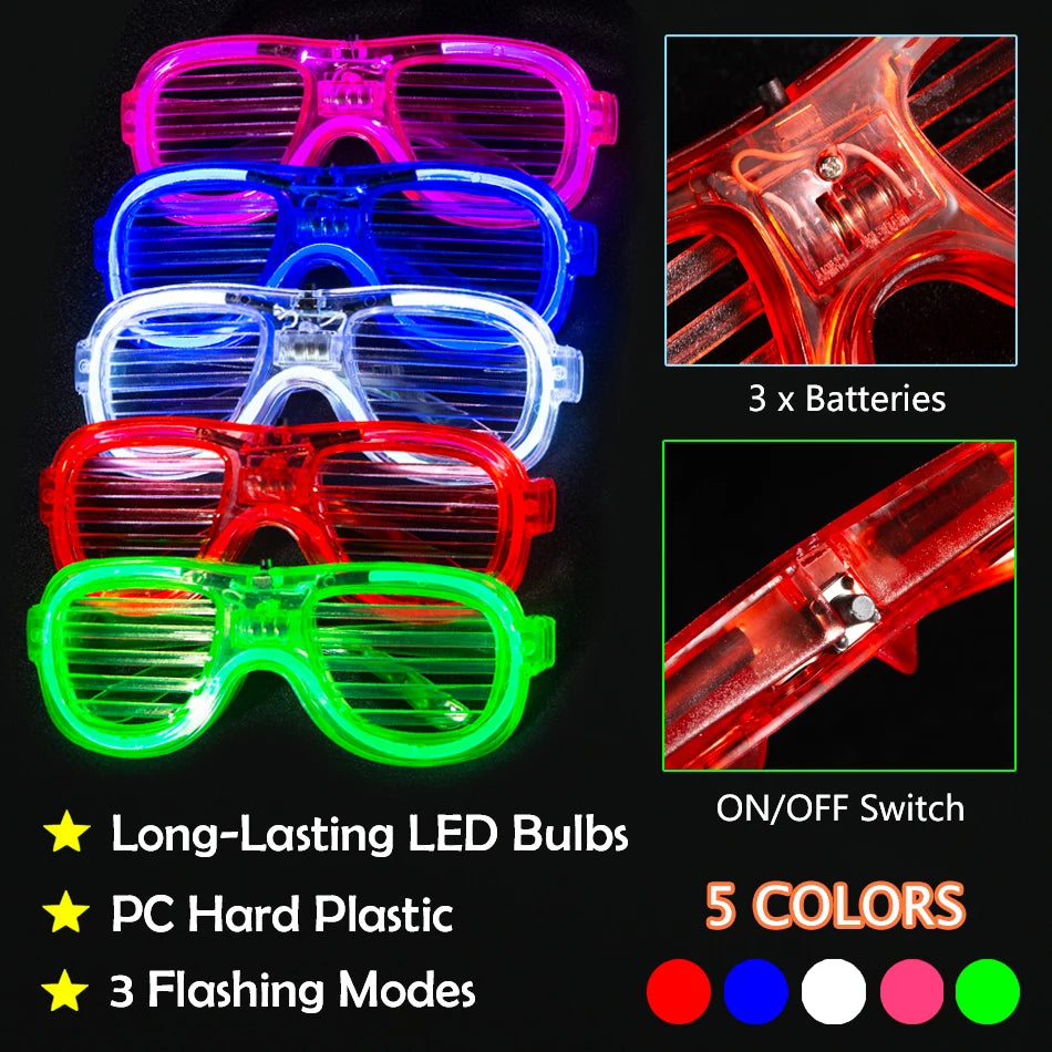 Glow In The Dark Party Supplies Kit With Foam Glow Sticks And LED Glasses