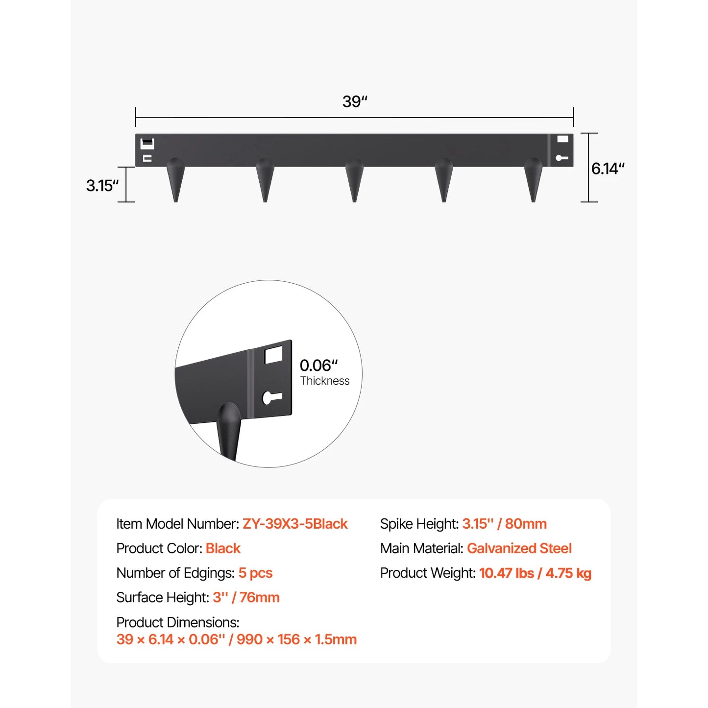 VEVOR Steel Landscape Edging Rust Resistant Bendable Garden Border