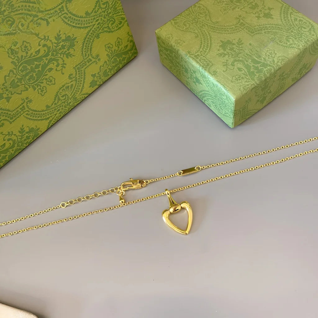 Women Gold Heart Necklace Best Selling Gift for Girlfriend Elegant Fashionable Trendy Chain Style High Quality Solid Daily Wear