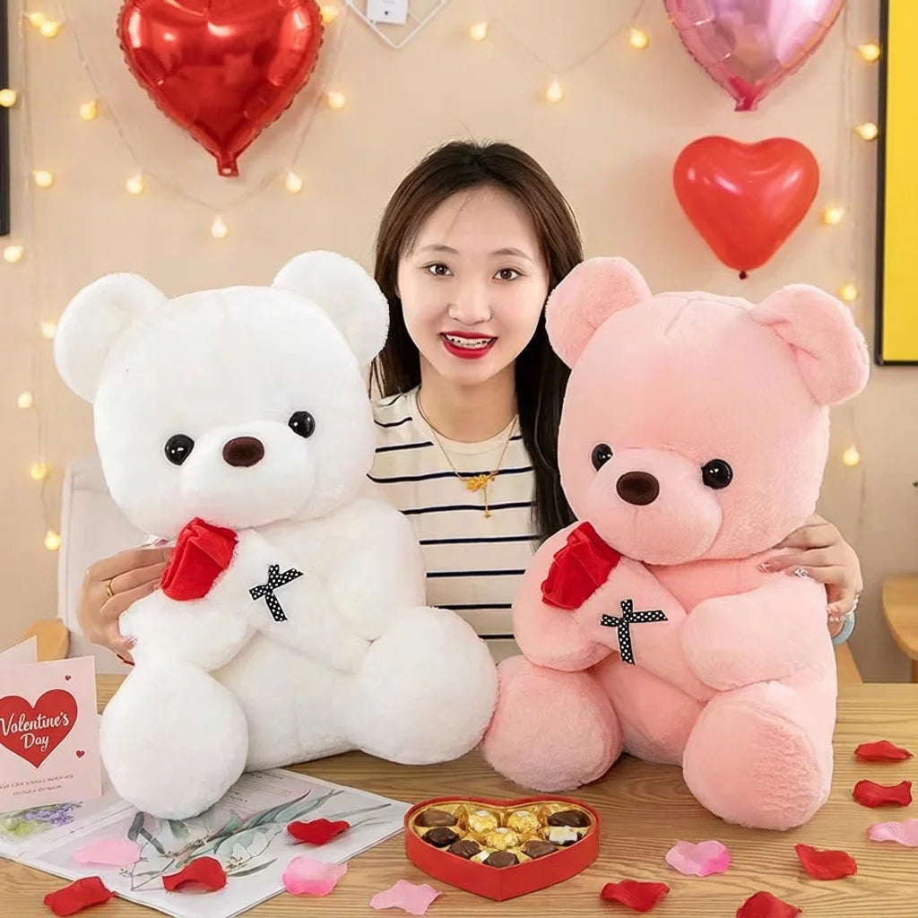 Rose Bear Plush Toy Romantic Gift For Girlfriend Valentines Day