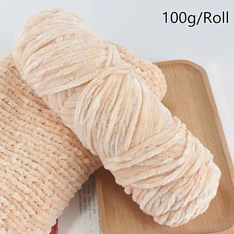 Chenille Velvet Yarn 100g Roll Soft Plush Polyester For Knitting Crochet DIY Crafts
