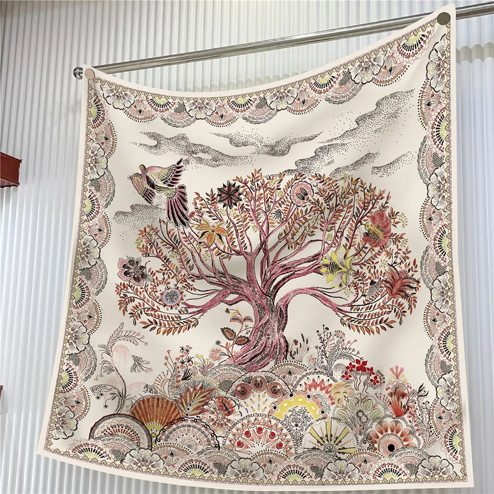 Elegant Silk Floral Square Scarf for Women Hijab Shawl Accessory