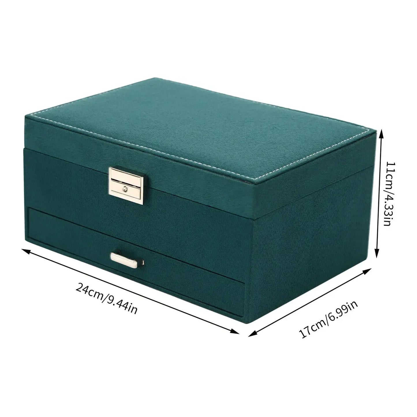 NONECN Lockable Jewelry Storage Case With Removable Tray And Mirror