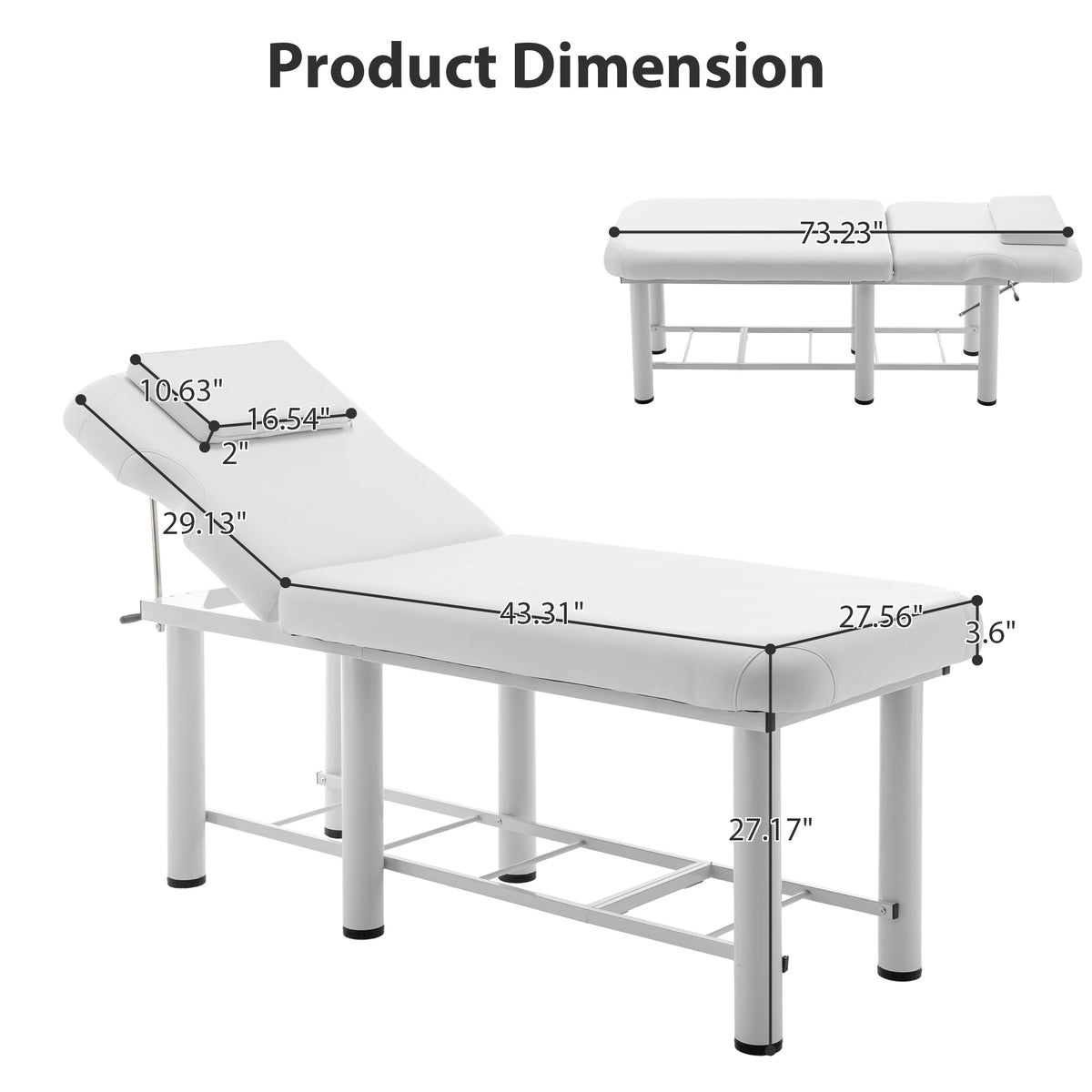 Height Adjustable Portable Folding Upholstered Leather Massage Table