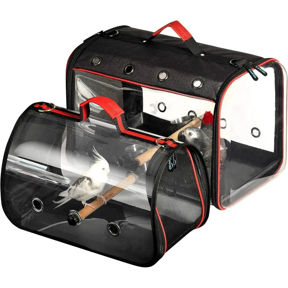 Lightweight Bird Travel Cage With Parrot Feeder Cups And Perch