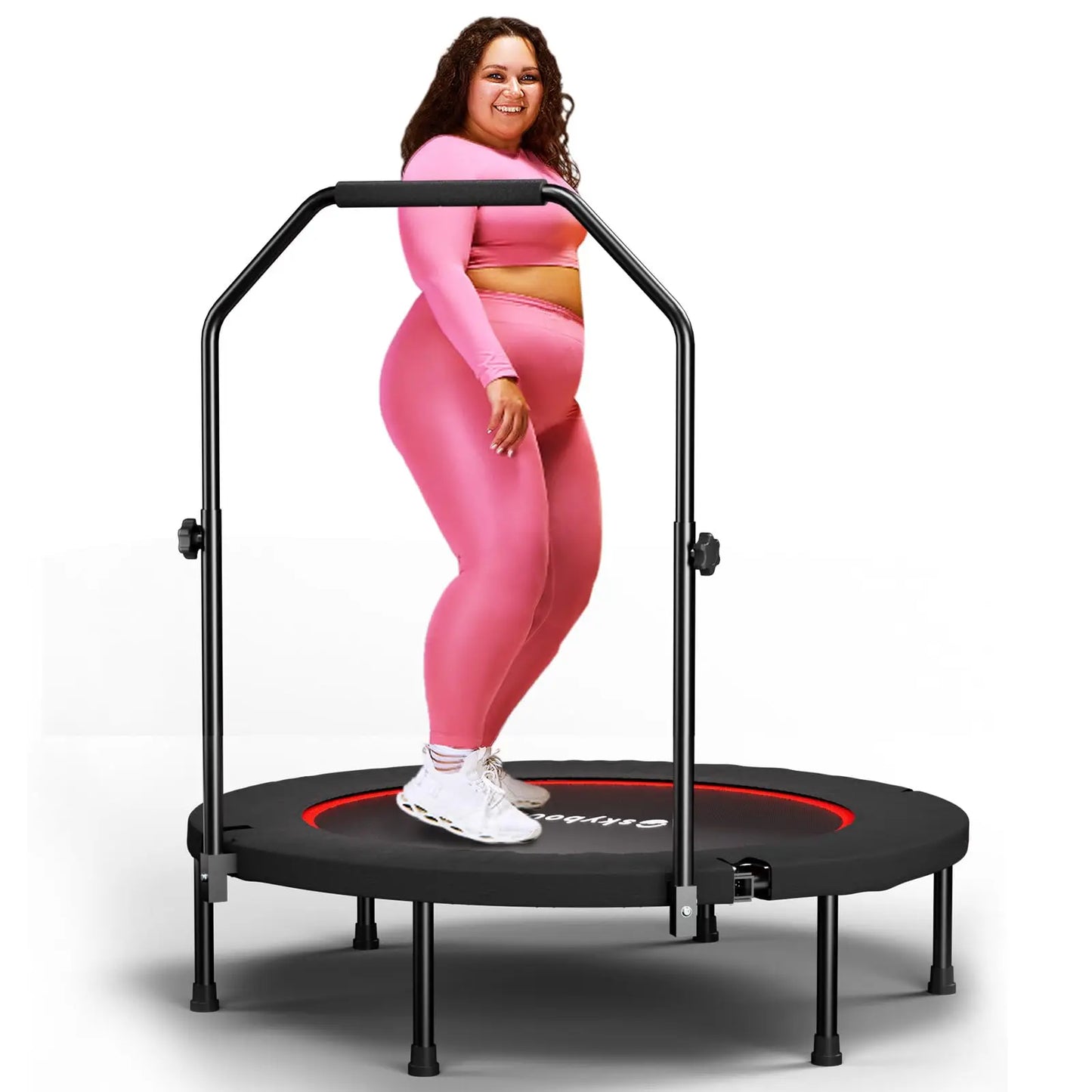 NONED Rebounder Trampoline For Adults With Adjustable U Bar Handle