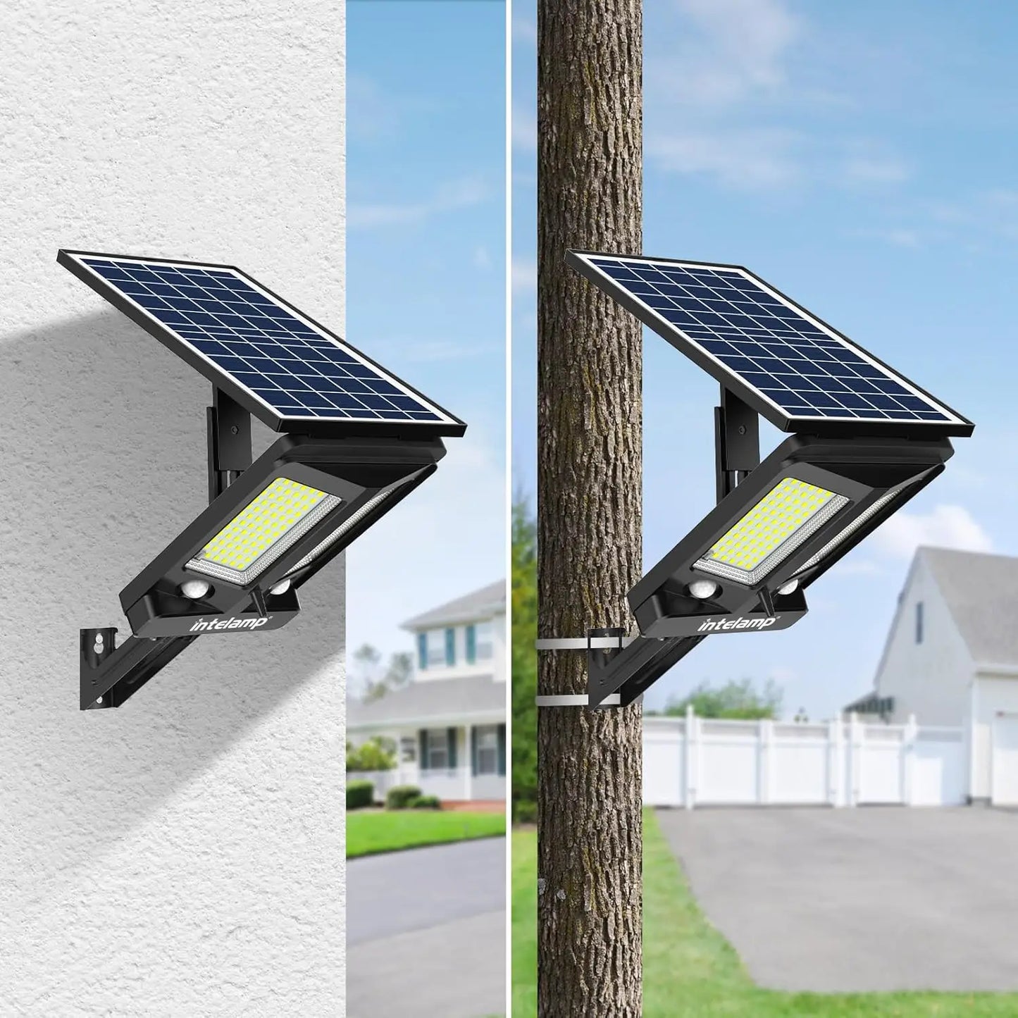 Intelamp 12500 mAh Outdoor Solar Street Light With Dual Motion Sensors