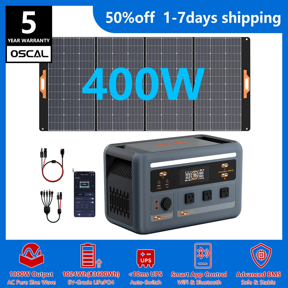 OSCAL PowerMax 1800SE Portable Power Station With LiFePO4 Battery