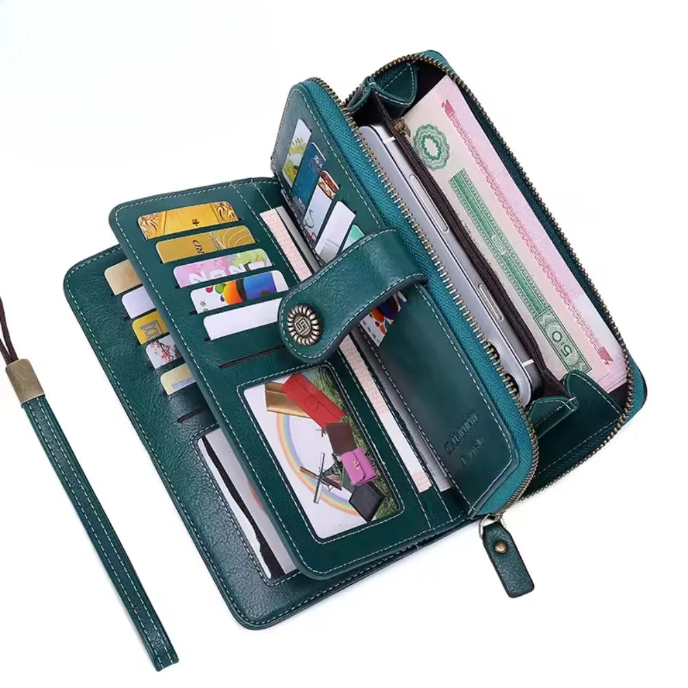 Anti Theft PU Wallet For Women Zipper Card Holder Purse