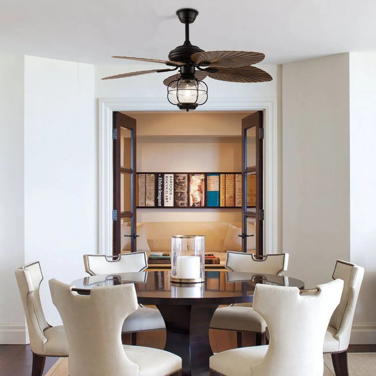 Bymaocar Caged Ceiling Fan With Light 3-Speed Remote Control