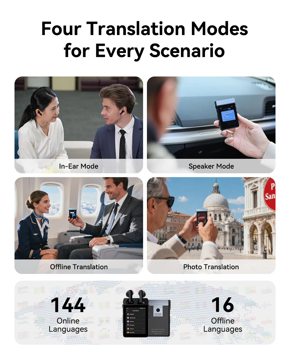 Wooask A9S AI Translator Earbuds Real Time Translation for Travel and Business