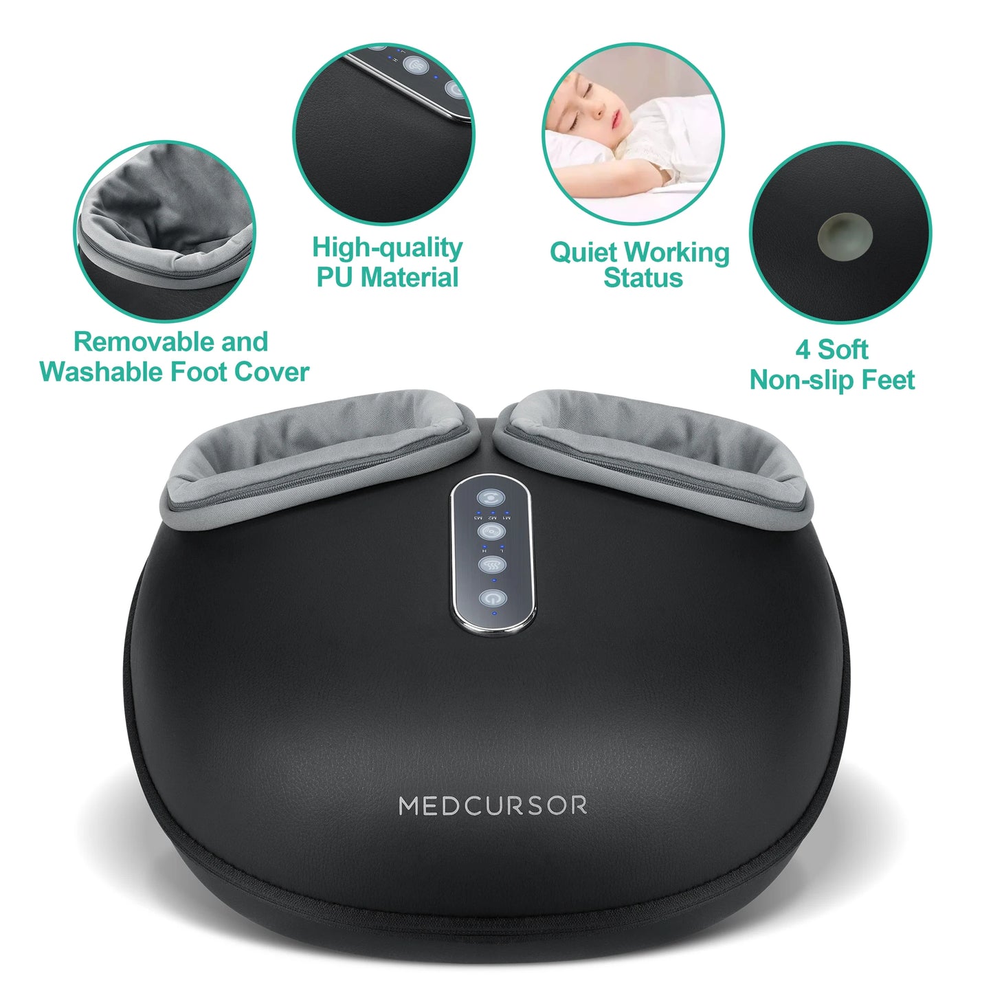 Medcursor Shiatsu Foot Massager Machine With Heat Roller For Muscle Relaxation And Pain Relief Fully Wrapped Foot Massage