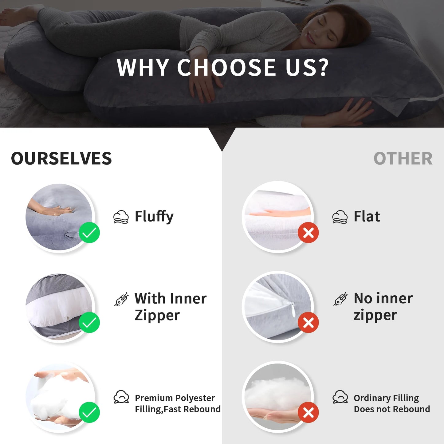 G Shaped Full Body Maternity Pregnancy Pillow With Removable Cover