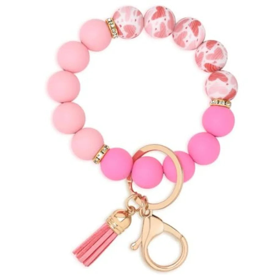 Silicone Beaded Keychain Wristlet For Women And Girls