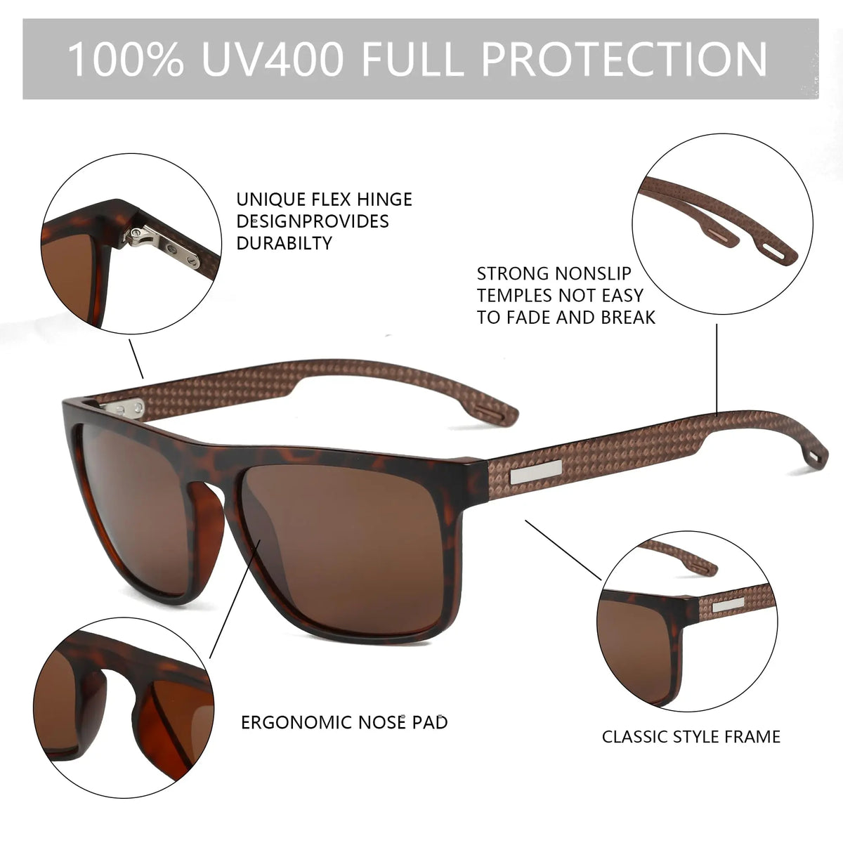 ZENOTTIC Round Polarized UV400 Vintage Unisex Prescription Sunglasses