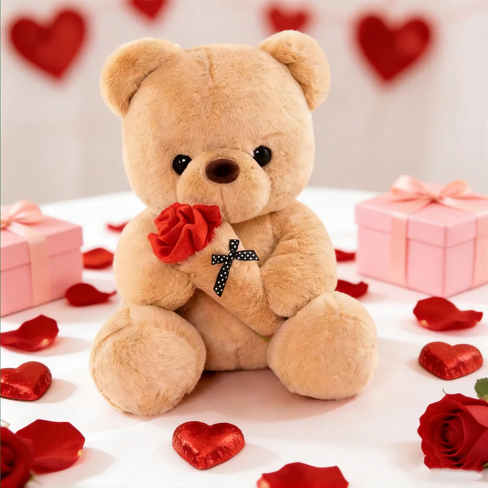 Rose Bear Plush Toy Romantic Gift For Girlfriend Valentines Day