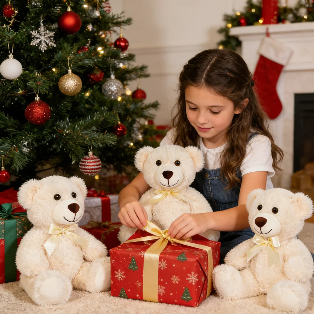 SNOWOLF Teddy Bear Plush Toy Gift For Girls Soft Huggable