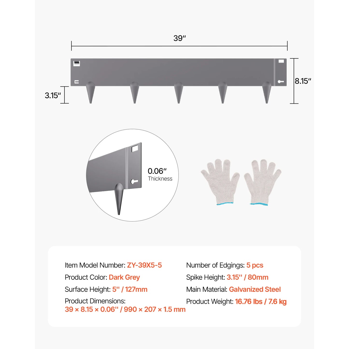VEVOR Steel Landscape Edging Rust Resistant Bendable Garden Border