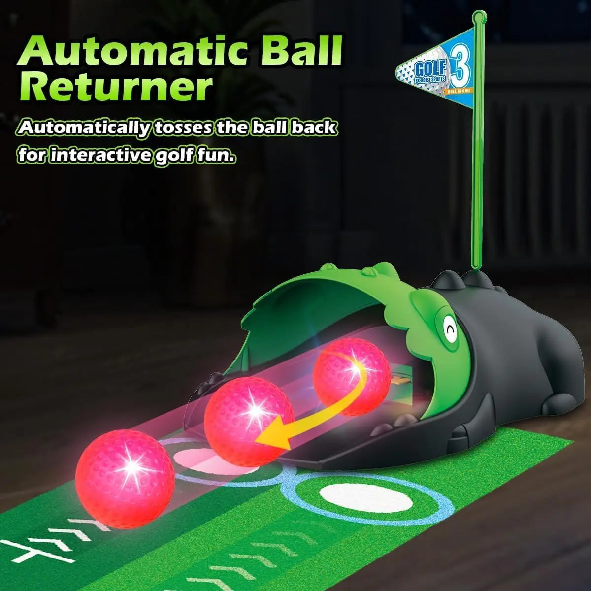 VATOS Kids Golf Set Auto Returner Night Light Indoor Outdoor