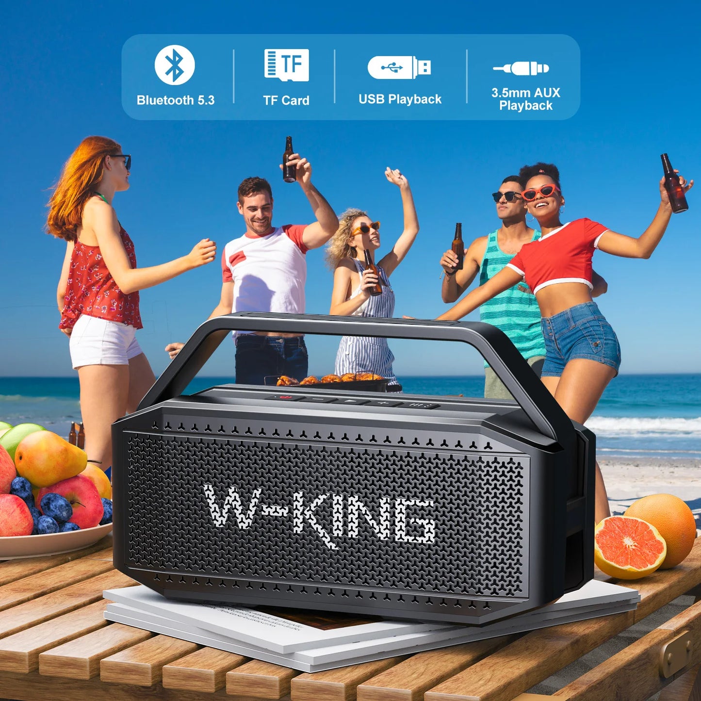 W-King D9-1 Portable Bluetooth Speaker With Subwoofer And IPX6 Waterproof