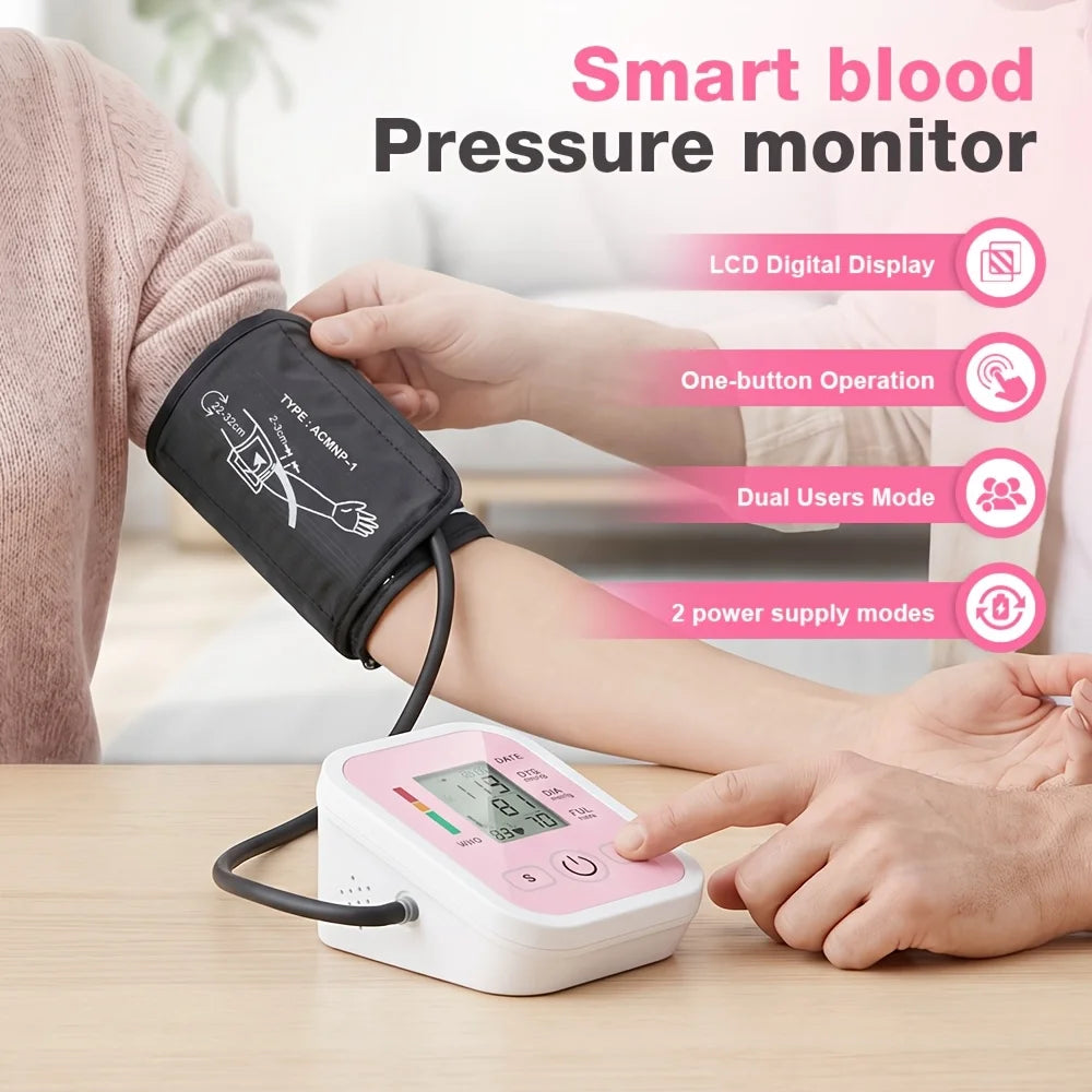Automatic Upper Arm Blood Pressure Monitor With Large LCD Display