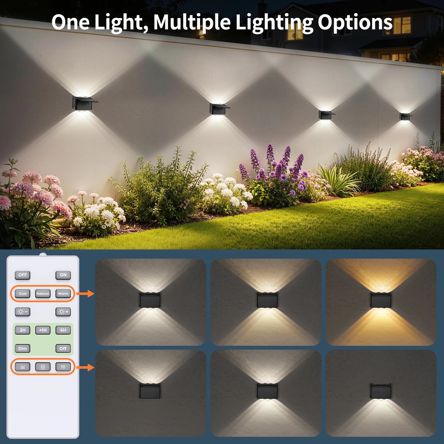 Intelamp Waterproof Solar Wall Lights With Remote Control Unit