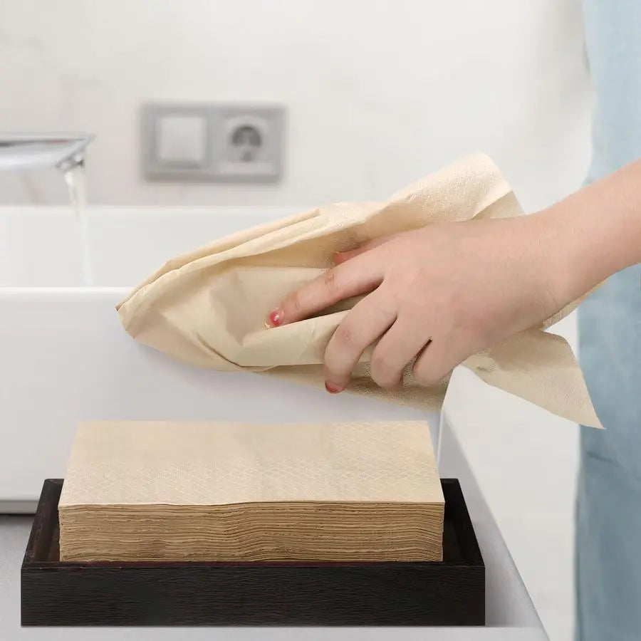 500 Packs Disposable Paper Napkins Bulk Bamboo Paper Towels Disposable Hand Towels for Bathroom Eco Unbleached Brown Dinner Napk
