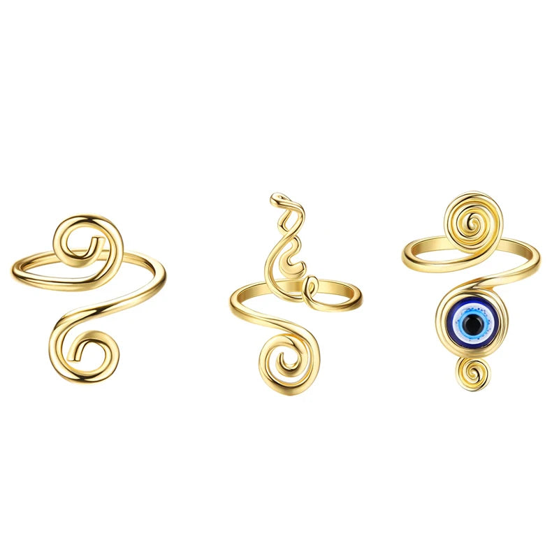 Three Piece Adjustable Toe Rings for Women Open Geometric Jewelry