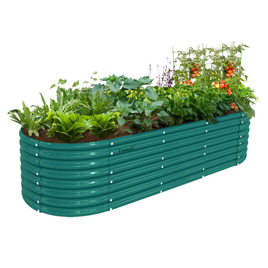 8x3x2FT Galvanized Raised Garden Bed Kit Oval Metal Ground Bottomless Planter Box Outdoor for Vegetables Flowers Herbs Fruits