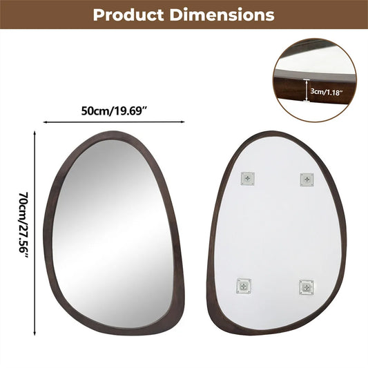 Wall Mirror Decorative Mirror Irregular Industrial Mirror with Black Walnut Wood Frame for Living Room Bedroom Bathroom Entryway