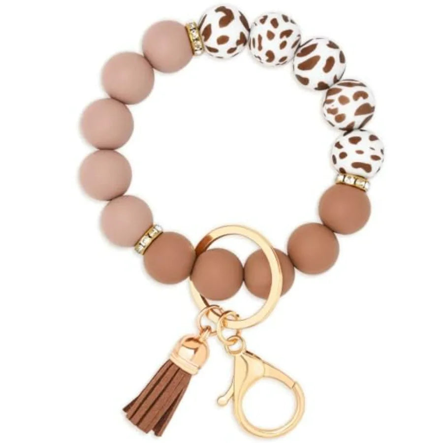 Silicone Beaded Keychain Wristlet For Women And Girls