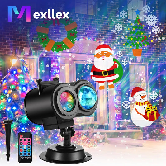 Mexllex Halloween Christmas Projector Lights Outdoor 2in1 Lamp Remote