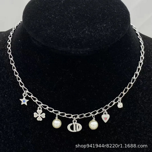 Home Necklace Pig Nose Letter Pendant Rhinestone Classic High Version Necklace Female