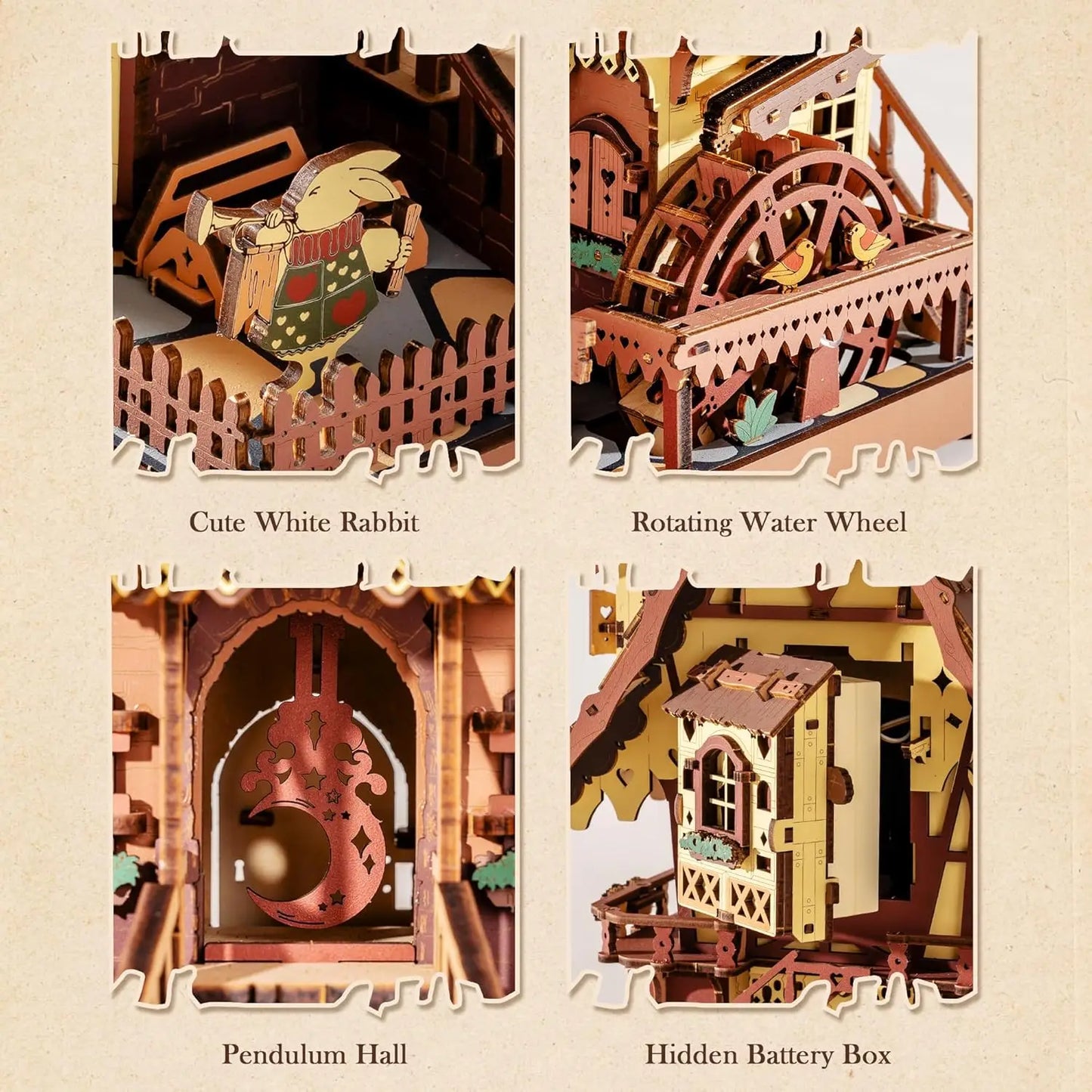 Robotime Rokr 3D Wooden Puzzle Cuckoo Clock Kit With Working Bird