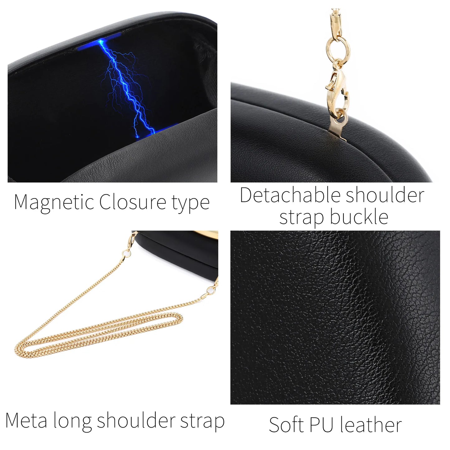 Women Evening Clutch Bag With Chain Handle Crossbody Party Purse