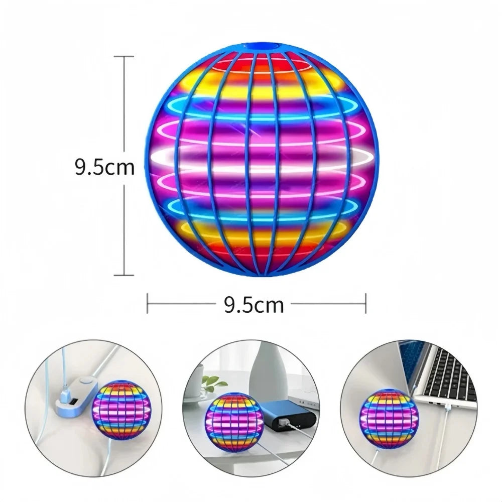 Flying Ball Hand Controlled Color LED Globe 360 Rotation Toy