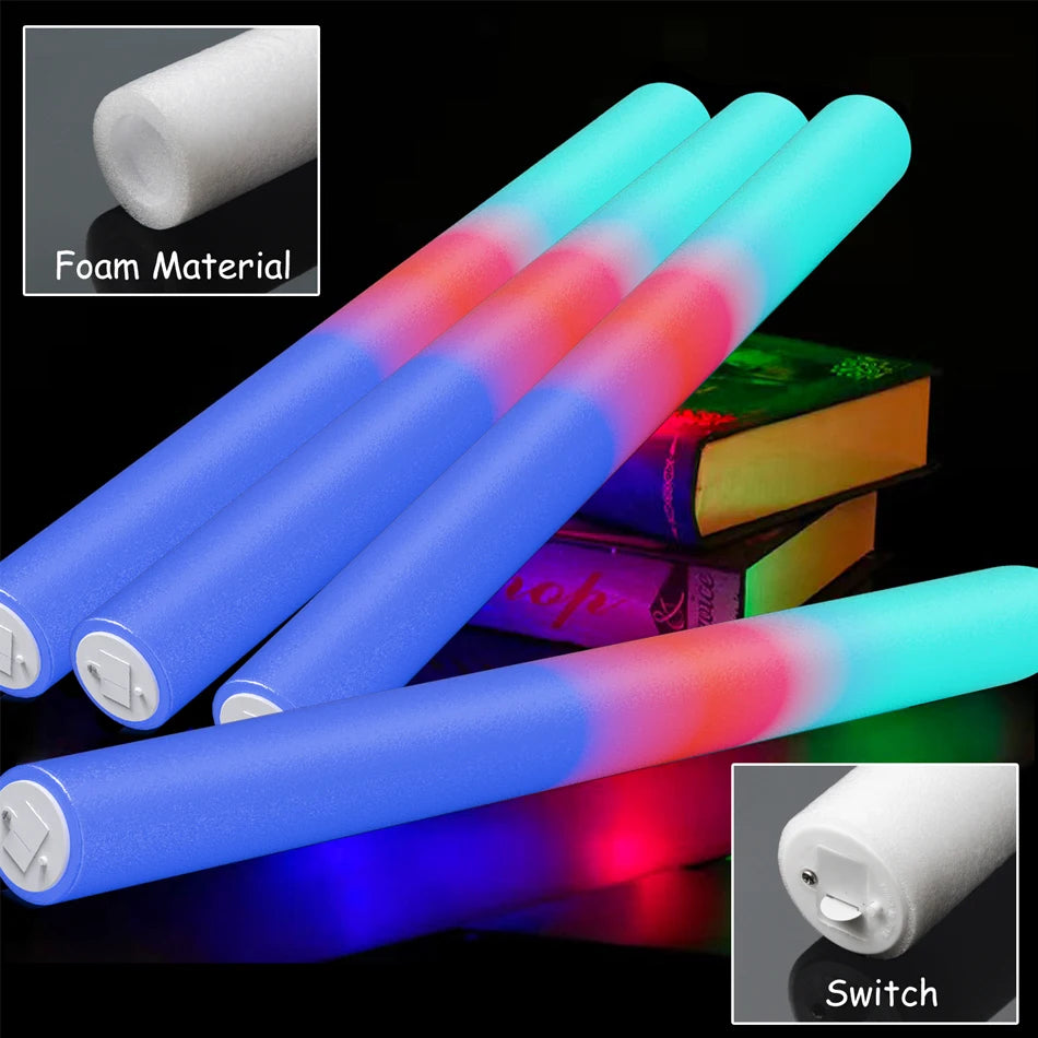 Glow In The Dark Party Supplies Kit With Foam Glow Sticks And LED Glasses