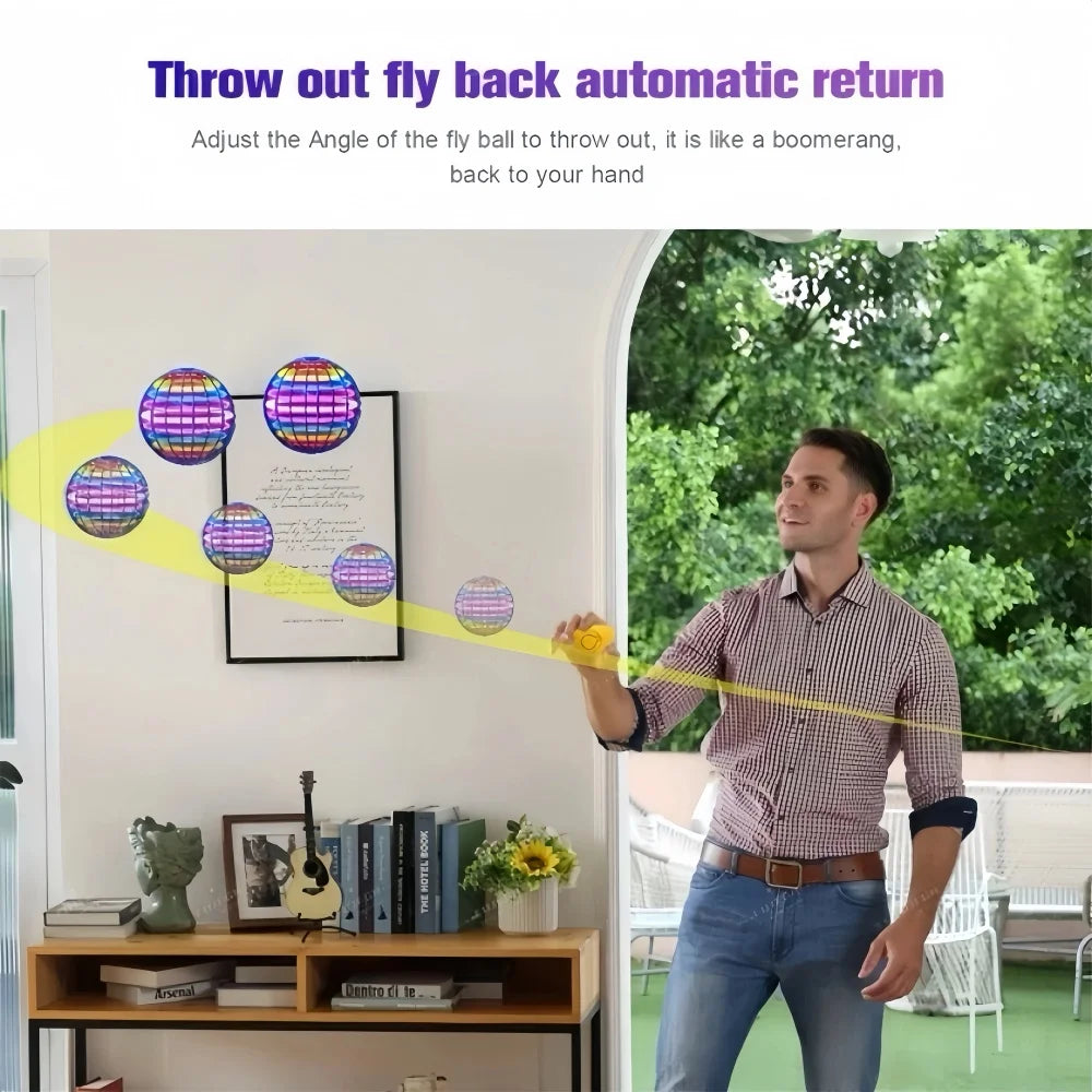 Flying Ball Hand Controlled Color LED Globe 360 Rotation Toy