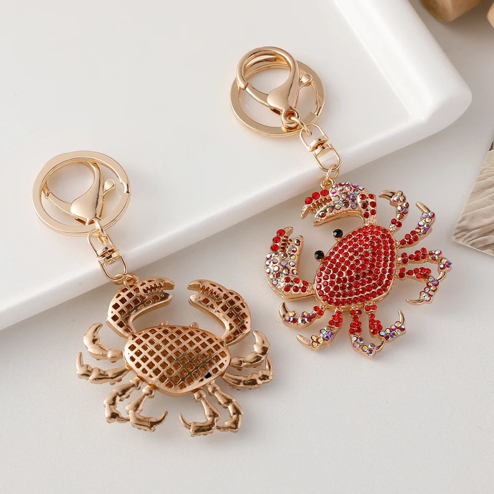 Shiny Crystal Crab Keychain Hawaii Beach Vacation Souvenir Gift